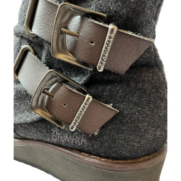 Blowfish “Cocoa” Gray Flannel Side Zipper COMFORT Low Wedge Ankle Boots B130 Sz - Picture 5 of 12